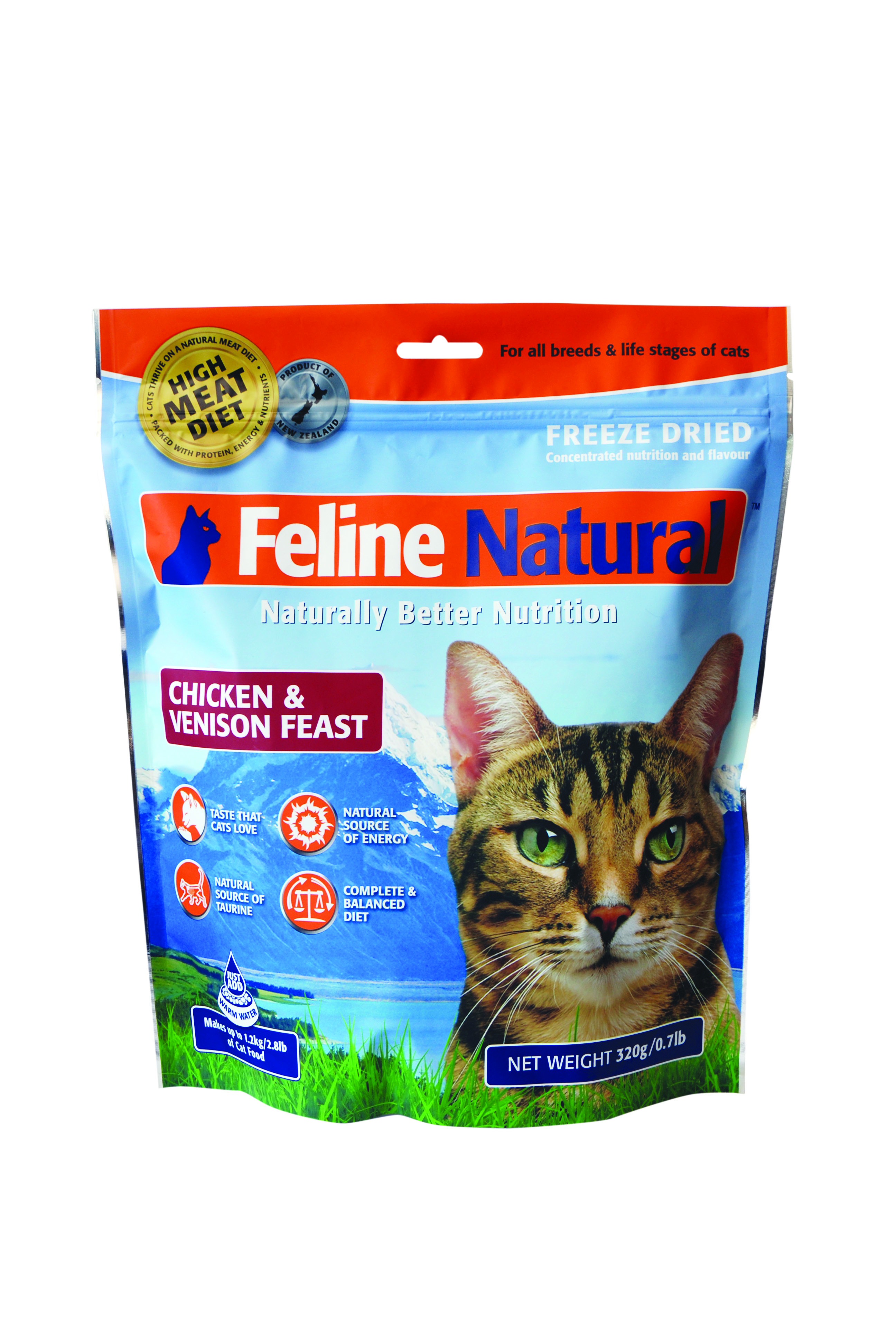 紐西蘭K9 Feline Natural 冷凍乾燥鮮肉生食餐　95% 雞肉+鹿肉
Feline Natural Chicken & Venison Delight: Freeze Dried