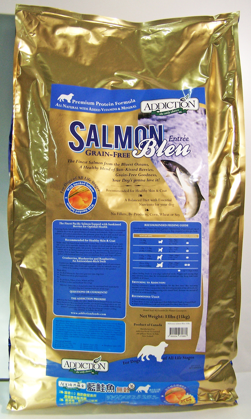 ADD自然癮食無穀藍鮭魚寵食15kg
Salmon Bleu Dog