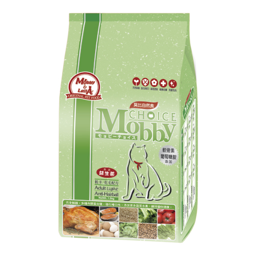 莫比自然食雞肉&米低卡成貓化毛配方
Mobby Choice Adult Cat Light Anti-Hairball Formula