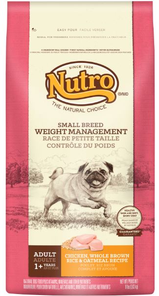 美士小型犬-體重控制配方(雞肉+糙米+燕麥)  4*8磅
NUTRO DOG SBWM CK 4*8