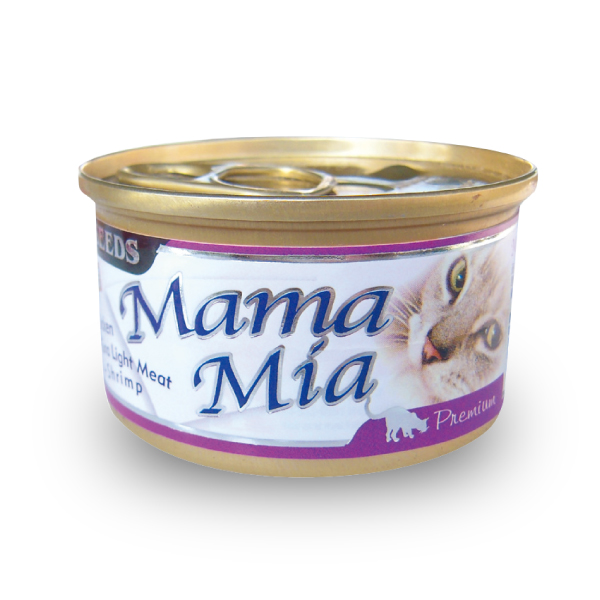 MamaMia貓餐罐(雞肉+白身鮪魚+蝦肉)
MamaMia(Chicken+Tuna Light Meat+Shrimp)