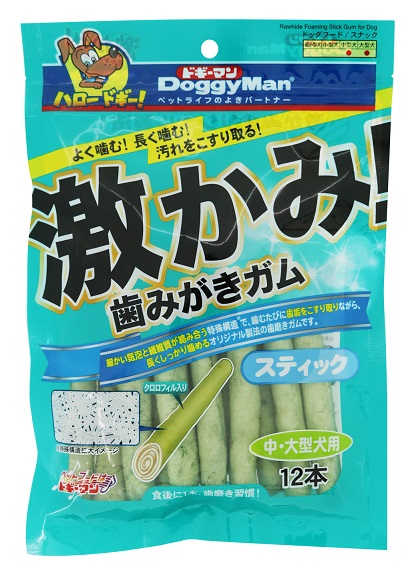 犬用葉綠素潔牙軟皮骨12入-棒型M 140g
Dental Chewing Stick Gum for Medium & Large Dog 12Pcs