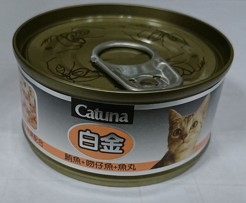 白金貓罐80克-鮪魚+吻仔魚+魚丸
canned cat food