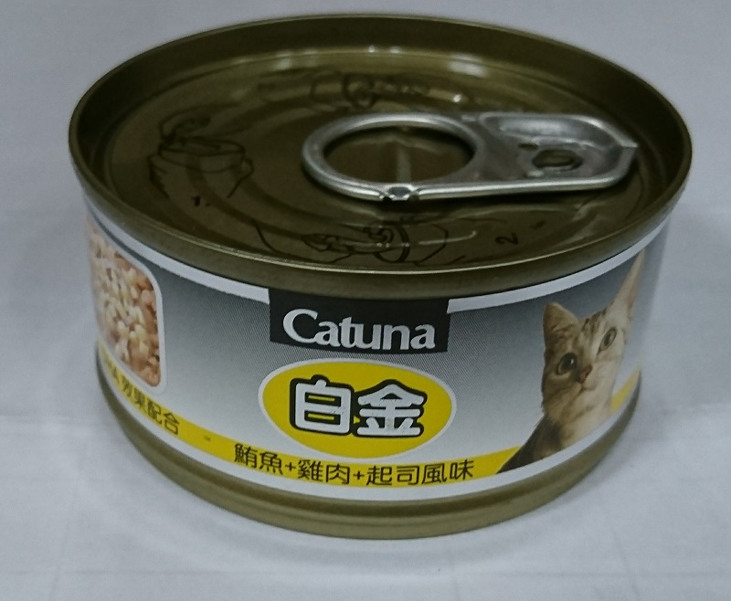 白金貓罐80克-鮪魚+雞肉+起司風味
canned cat food