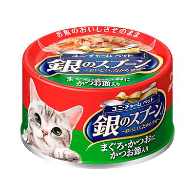 銀湯匙貓罐頭鮪魚+鰹魚+吻仔魚
Silver spoon can Tuna and Skipjack tuna with Shirasu