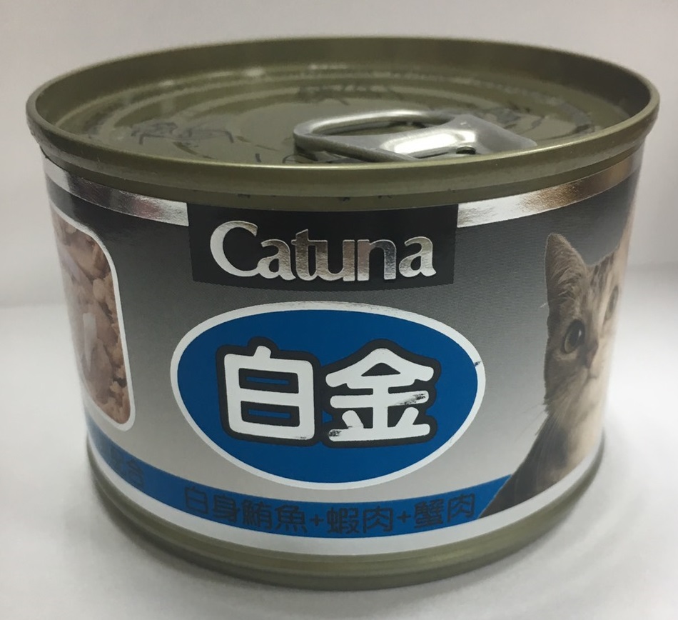 開心白金大貓罐170g-白身鮪魚+蝦肉+蟹肉
canned cat food
