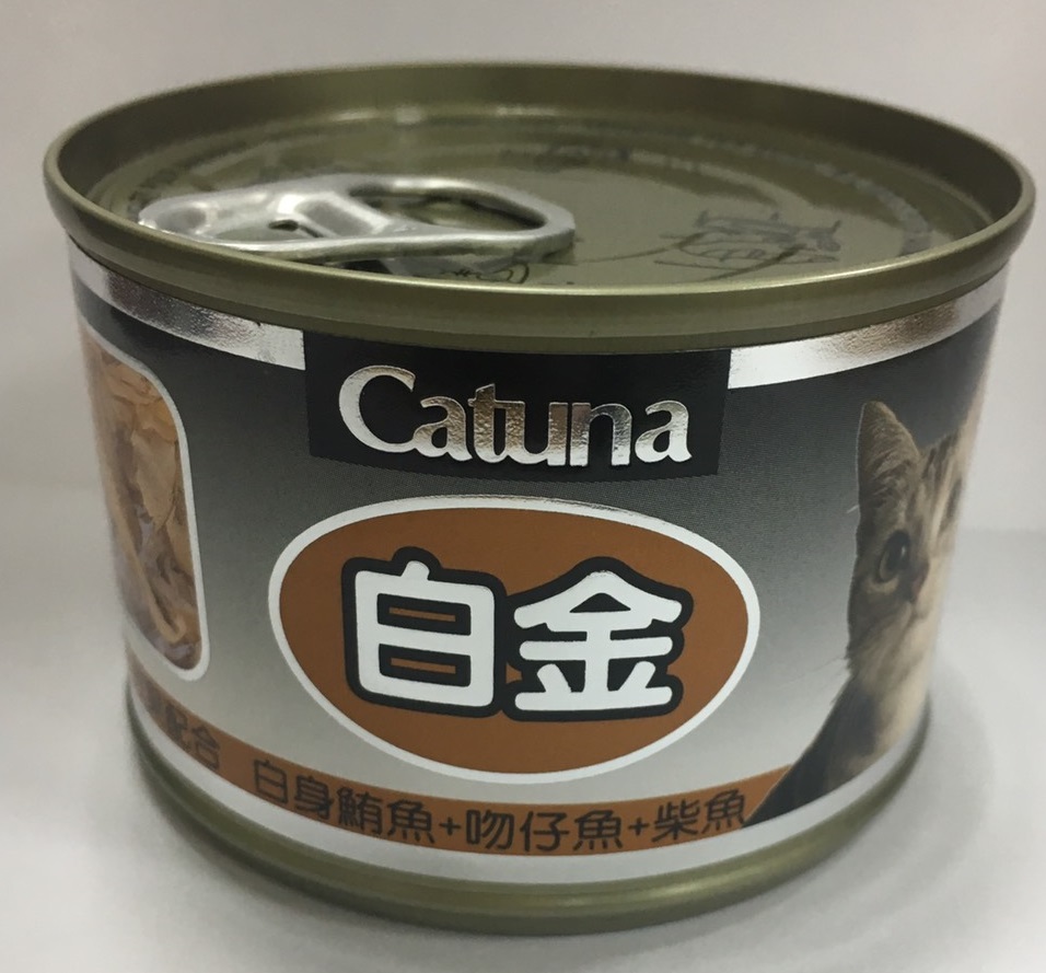 開心白金大貓罐170g-白身鮪魚+吻仔魚+柴魚
canned cat food