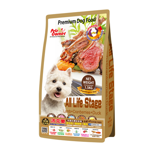 沛克樂頂級天然糧-保護皮膚低敏餐(羊肉+蔓越莓+鴨肉)
Pets Corner