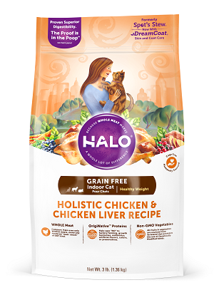HALO® 嘿囉TM 成貓燉食(無穀低脂) 新鮮雞肉燉豌豆+鷹嘴豆
Halo® Indoor Cat - Holistic Healthy Weight Grain Free Chicken & Chicken Liver Recipe