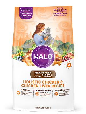 HALO® 嘿囉TM 熟齡貓燉食(無穀) 新鮮雞肉燉豌豆+馬鈴薯
Halo® 7+ Senior Cat - Holistic Grain Free Chicken & Chicken Liver Recipe