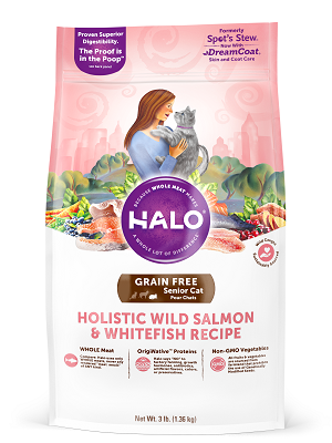 HALO® 嘿囉TM 熟齡貓燉食(無穀) 野生鮭魚燉豌豆+馬鈴薯
Halo® 7+ Senior Cat - Holistic Grain Free Wild Salmon & Whitefish Recipe