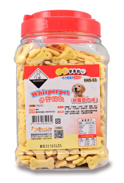 Whisperpet餅乾(胡蘿葡口味)380g (H45-53)
dog cookies