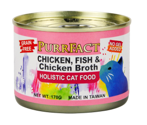 波菲特貓用主食罐(無加膠)【雞肉．魚肉配方】
PURRFACT CHICKEN,FISH&Chicken Beoth Holistic Cat Food