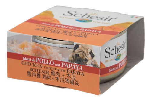 Schesir鮮時狗罐 【雞肉+木瓜】150 g
Schesir Chicken with Papaya - Dog Can