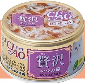 CIAO超豪華寵愛罐(鮪魚雞肉柴魚片) 80g