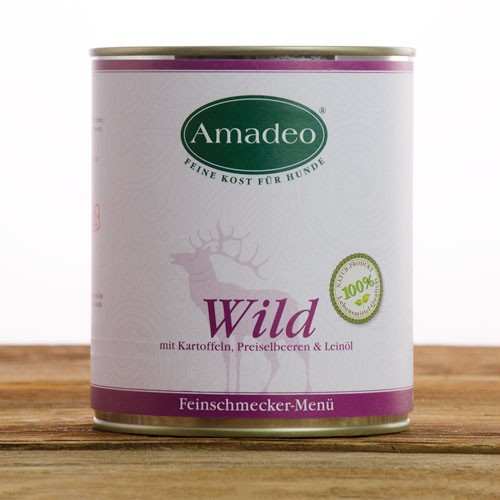 阿瑪德鹿肉主食罐, 800g
Amadeo Complete Food for Dogs, Deer with potatoes, cranberries and linseed oil, 800g