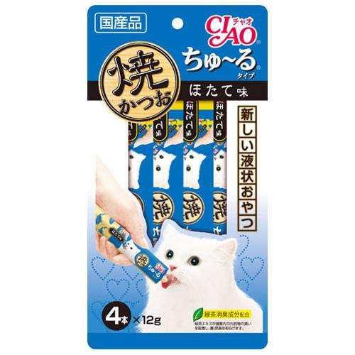 日本CIAO 啾嚕燒肉泥---鰹魚+干貝12g x 4袋 (4R-105)