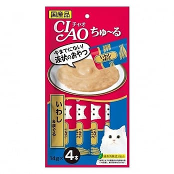 日本CIAO 啾嚕肉泥---沙丁魚+鮪魚14g x 4袋 (SC-145)