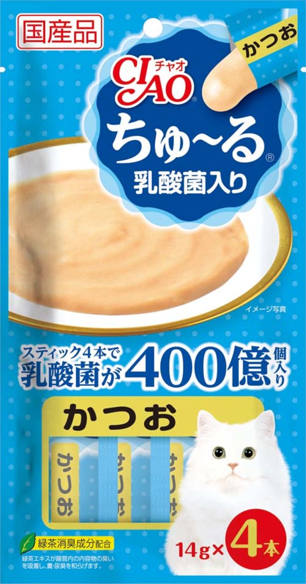 日本CIAO 啾嚕肉泥---鰹魚乳酸菌14g x 4袋 (SC-232)