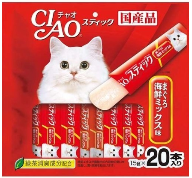 貓專用鮪魚、綜合海鮮肉泥（15gx20）
INABA CHAO stick SeafoodMix
