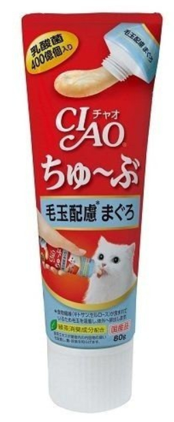 貓專用鮪魚肉泥（吐毛配方）（15gx4)
INABA CHAO Tube Tuna,Hairball consideration