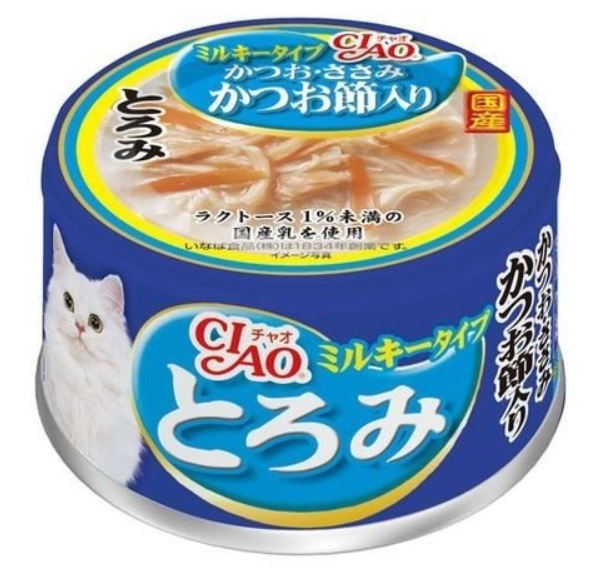 貓專用牛乳、鰹魚、鷄肉•鰹魚片。
INABA CHAO TOROMI Milky type Bonito,Sasami,Dried bonito