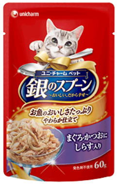 銀湯匙貓用鮪魚、鰹魚海鮮保鮮包
UNI-CHARM Silver spoon Pouch Tuna,bonito,Shirasu