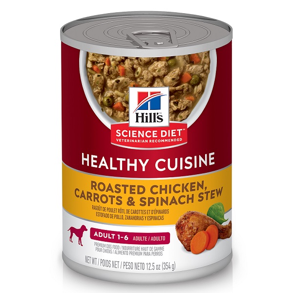 希爾思™寵物食品 成犬1-6歲 健康美饌 香烤雞肉燉胡蘿蔔及菠菜(型號NP00010450)
Science Diet Adult Healthy Cuisine Roasted Chicken, Carrots & Spinach Stew