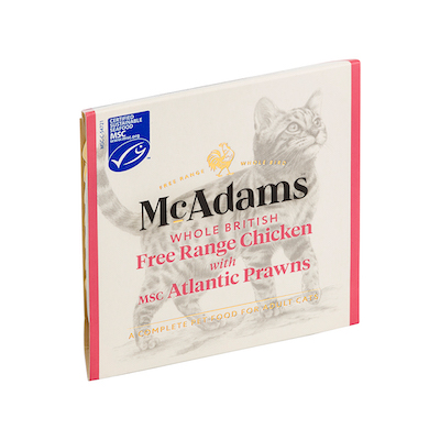 麥卡登自由放養雞佐MSC大西洋蝦(貓)
McAdams Whole British Free Range ChickeN with MSC Atlantic Prawns.