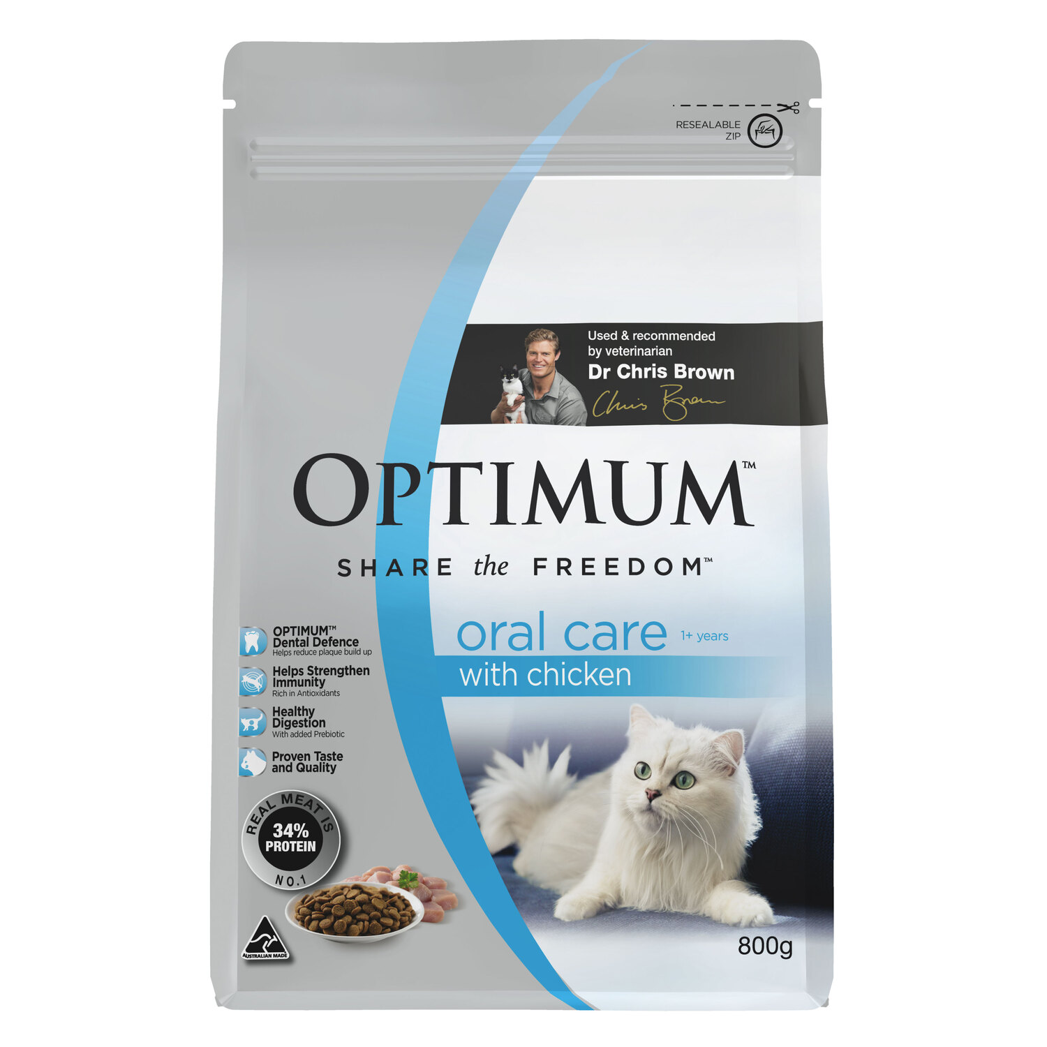 OPTIMUMTM 貓乾糧 成貓 口腔護理配方(雞肉) 800gx6
OPT Cat Oral Care Ck 6x800g
