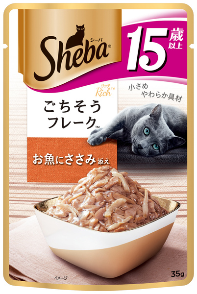 SHEBA日式鮮饌包  15+營養總匯(鮪魚+雞肉) 35gx12x8
SRI132 SHBF 15Y FishwithSasami35g*12*8