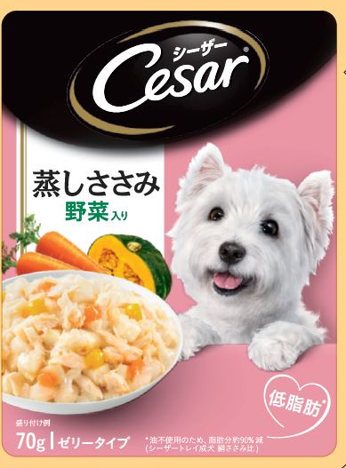 西莎蒸鮮包 成犬低脂雞肉與蔬菜口味 70gx16x10
CEP2 CESAR Sasami Veg 70g*16*10