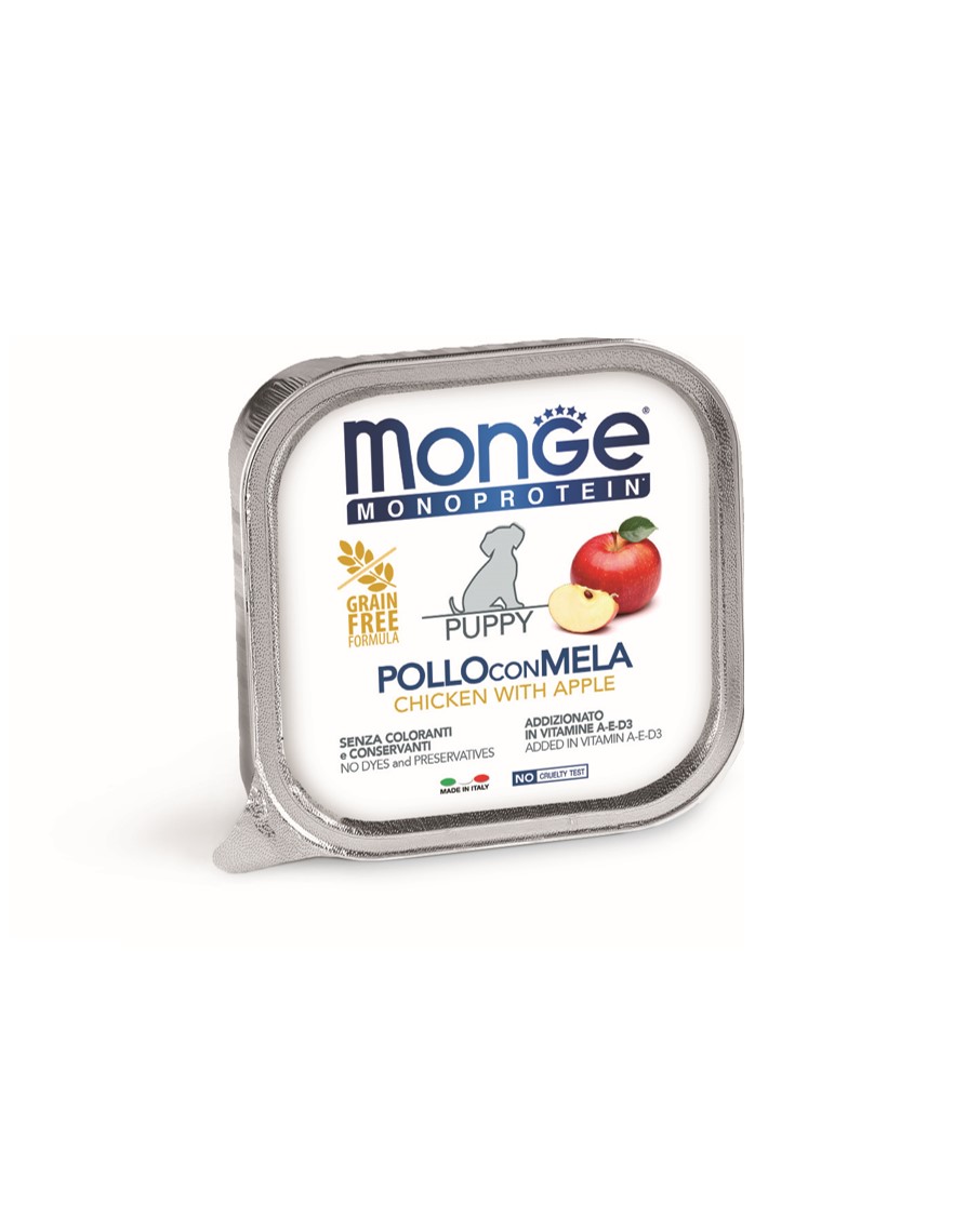 瑪恩吉 MONO蔬果 幼犬 嫩雞+蘋果 無穀主食犬餐盒
MONGE MONOPROTEIN Chicken with Apple – Junior