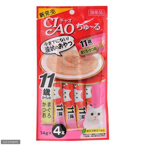 CIAO啾嚕燒肉泥SC-74 11歲高齡貓 鮪魚&鰹魚風味/14g*4入