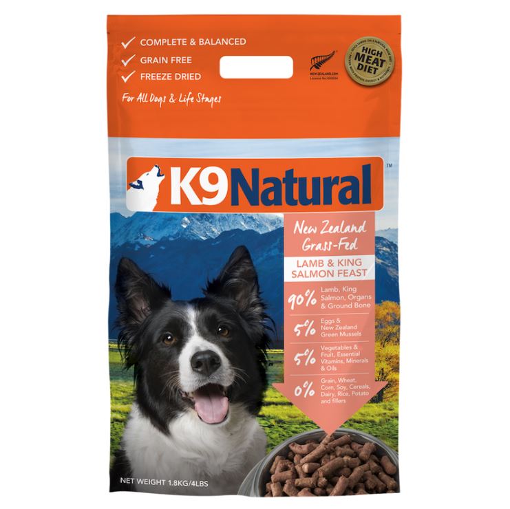 紐西蘭K9凍乾生食狗狗飼料-羊+鮭1.8kg