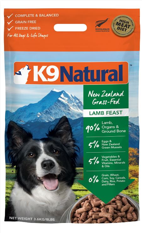 紐西蘭K9凍乾生食狗狗飼料-羊肉3.6kg